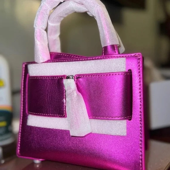 Brandon Blackwood METALLIC MAGENTA LEATHER Kuei bag - Picture 7 of 9